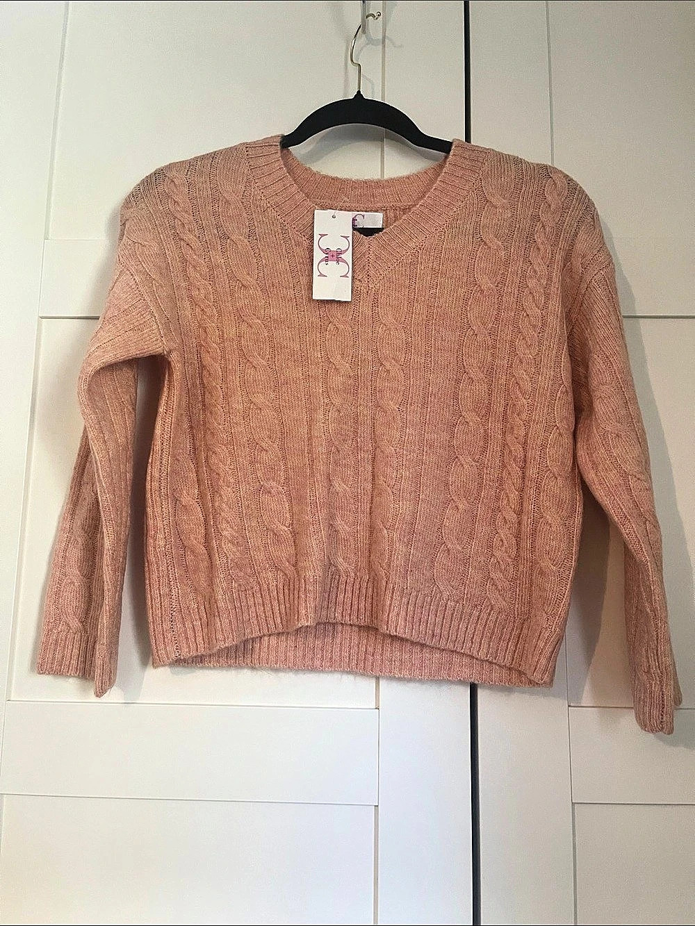 Chloé Cable Knit Crewneck Sweater in Pink Size Small NWT